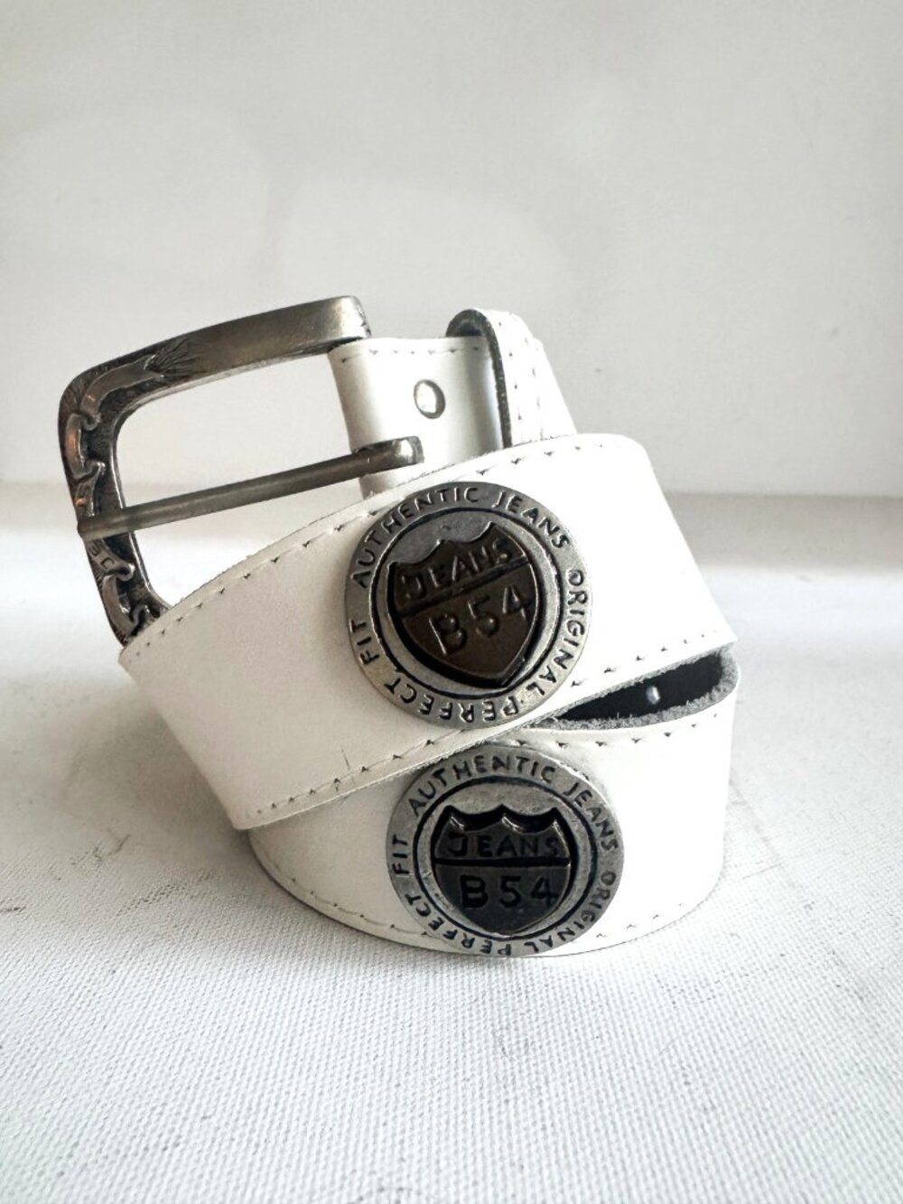 Vintage B 54 White Leather Belt
